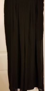 See through wide leg pants in black.